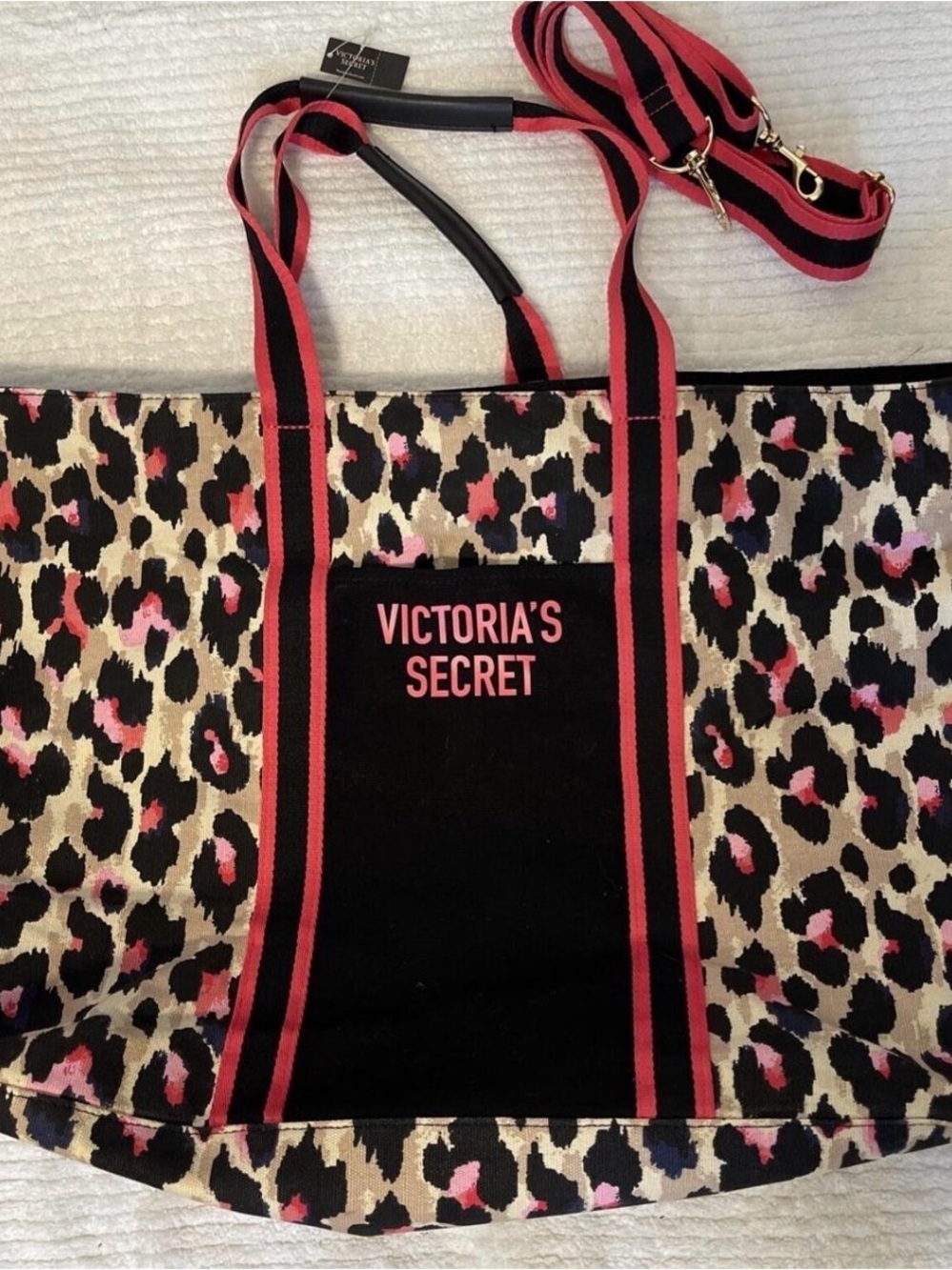 NWT Victoria’s Secret Leopard Weekender Travel Tote Overnight Duffel Bag